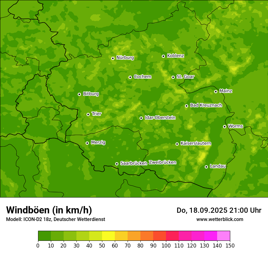 Modellkarten Windgeschwindigkeit