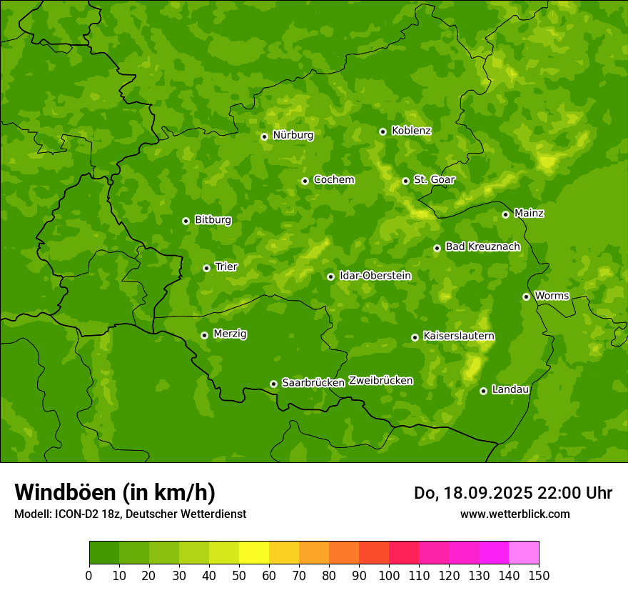 Modellkarten Windgeschwindigkeit