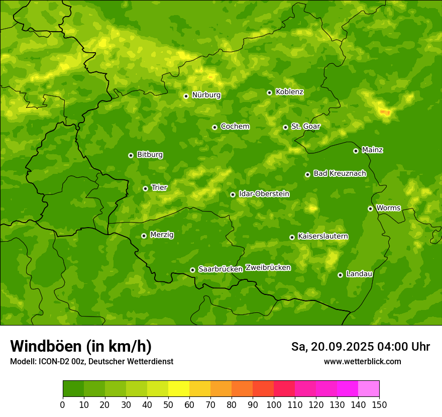 Modellkarten Windgeschwindigkeit