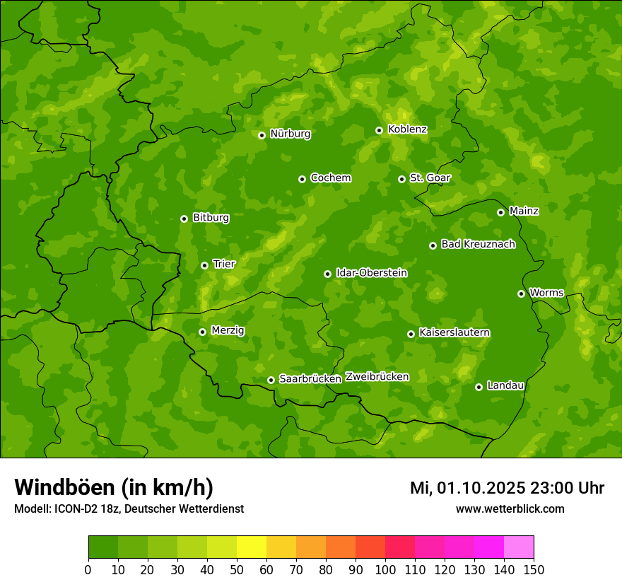 Modellkarten Windgeschwindigkeit