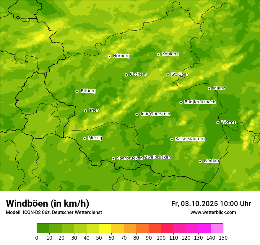 Modellkarten Windgeschwindigkeit