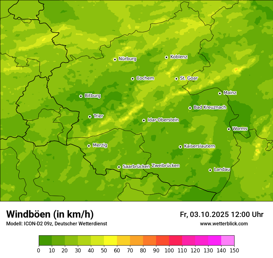 Modellkarten Windgeschwindigkeit