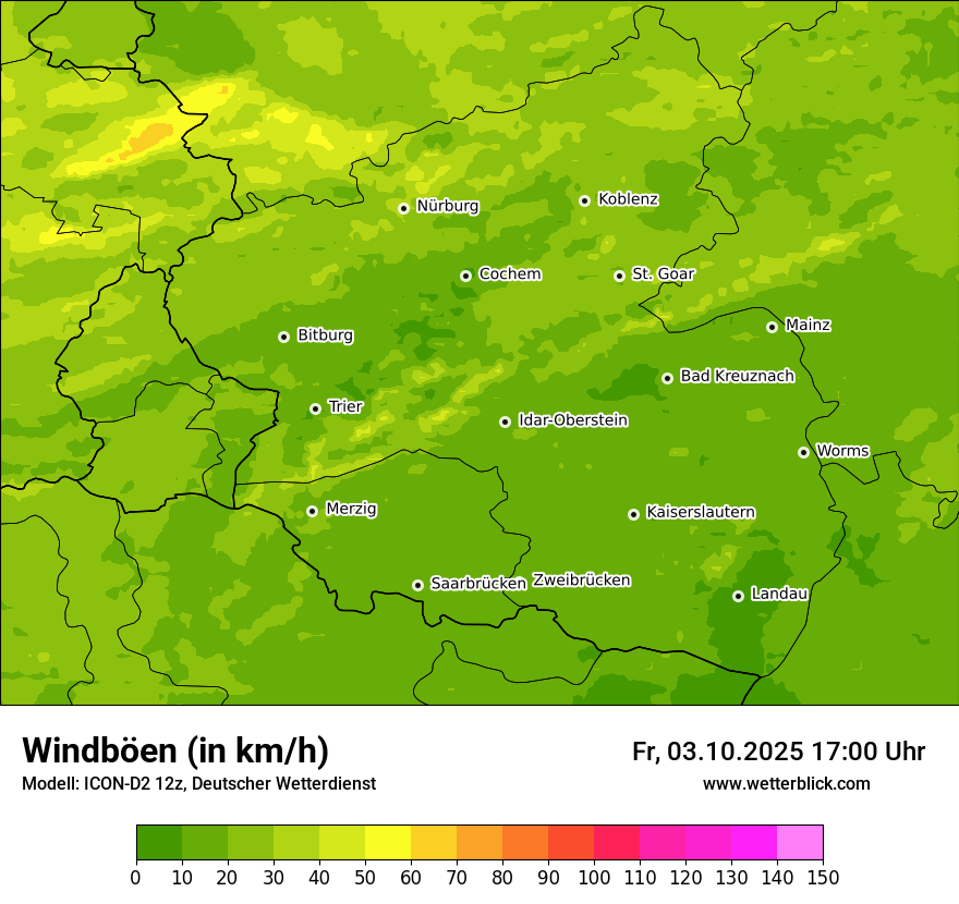 Modellkarten Windgeschwindigkeit
