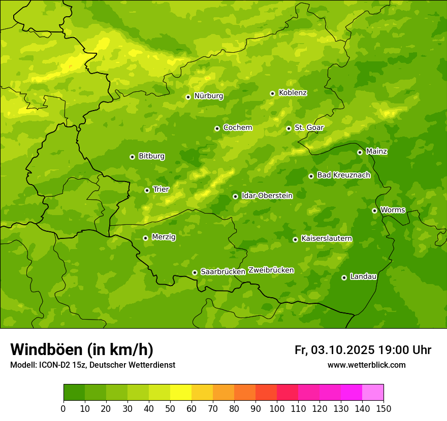 Modellkarten Windgeschwindigkeit