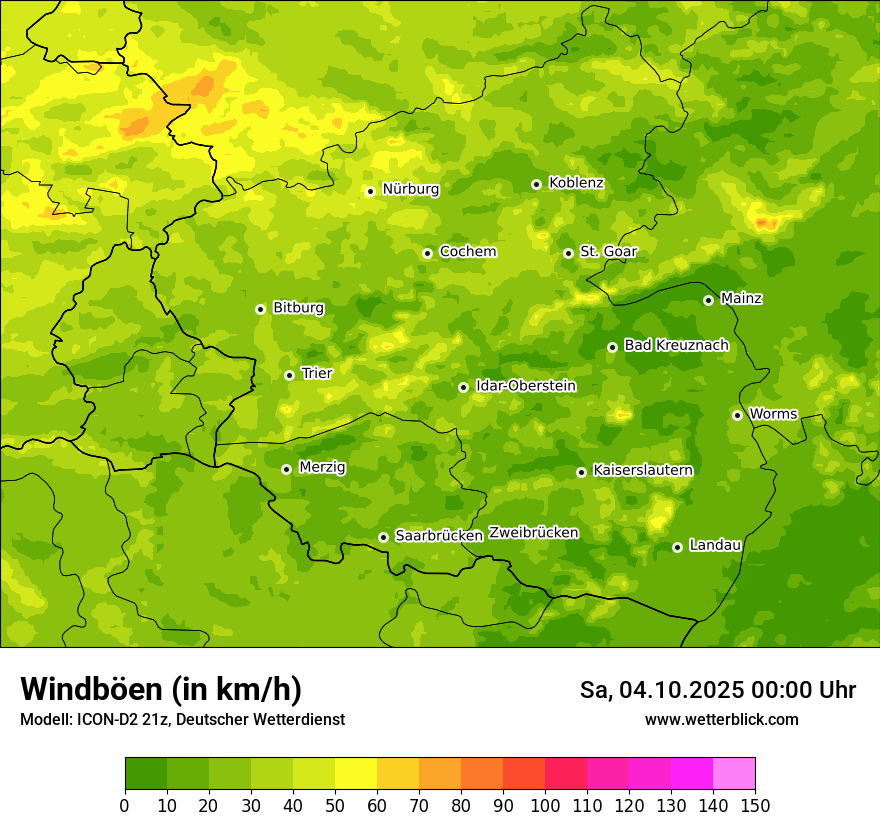 Modellkarten Windgeschwindigkeit