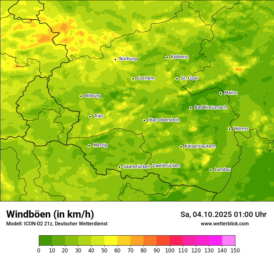 Modellkarten Windgeschwindigkeit