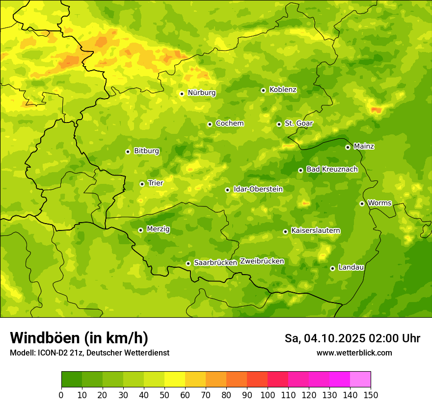 Modellkarten Windgeschwindigkeit