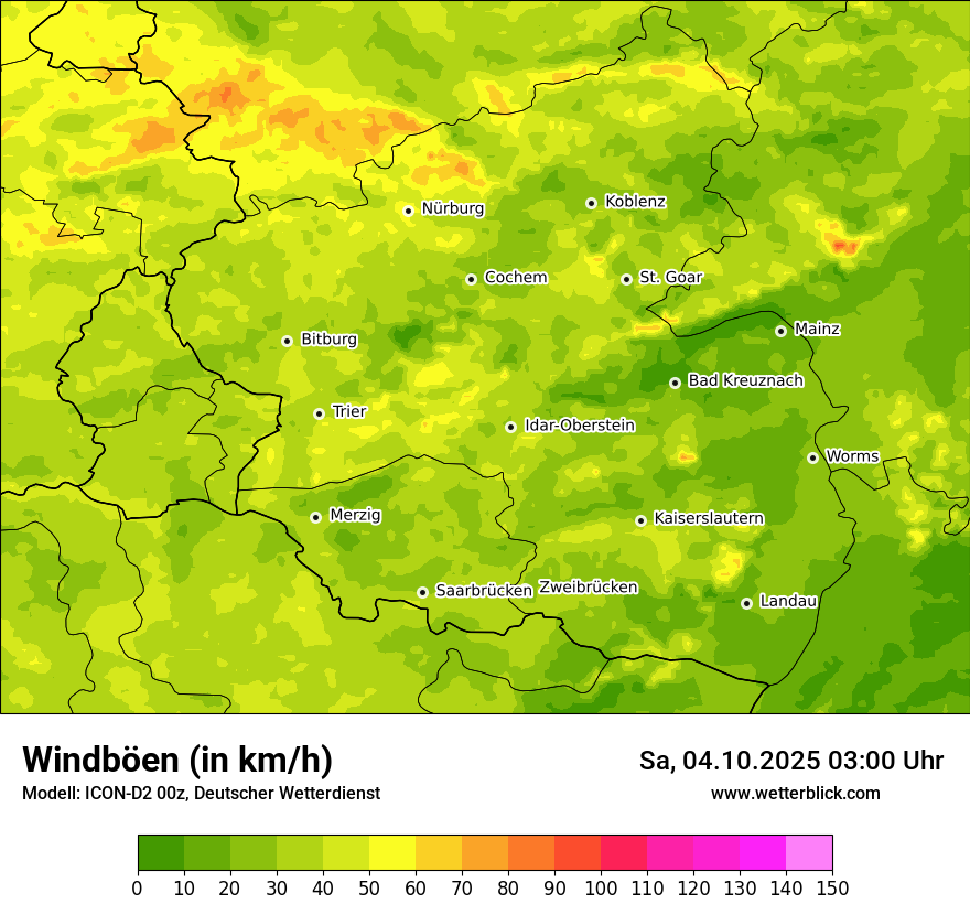 Modellkarten Windgeschwindigkeit