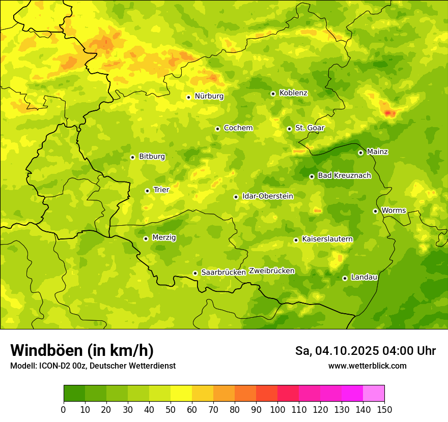 Modellkarten Windgeschwindigkeit