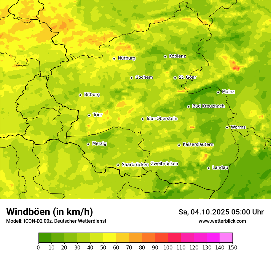 Modellkarten Windgeschwindigkeit