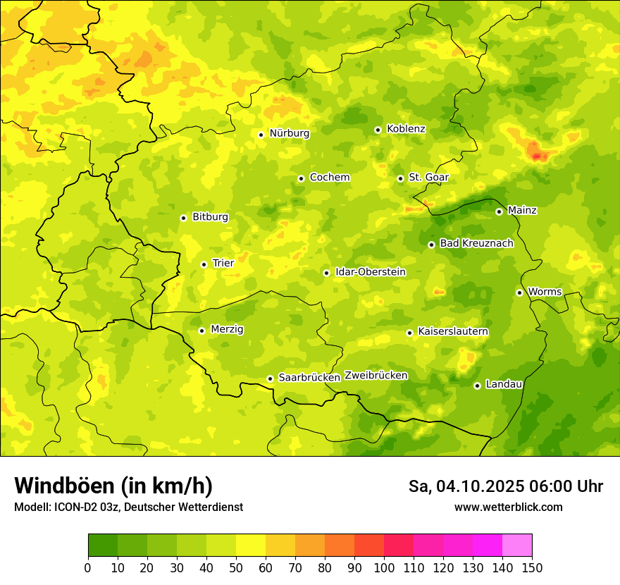 Modellkarten Windgeschwindigkeit