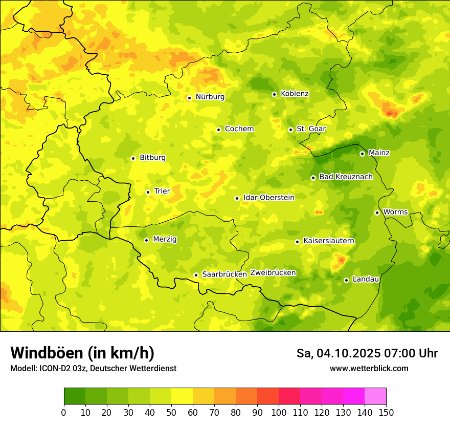 Modellkarten Windgeschwindigkeit