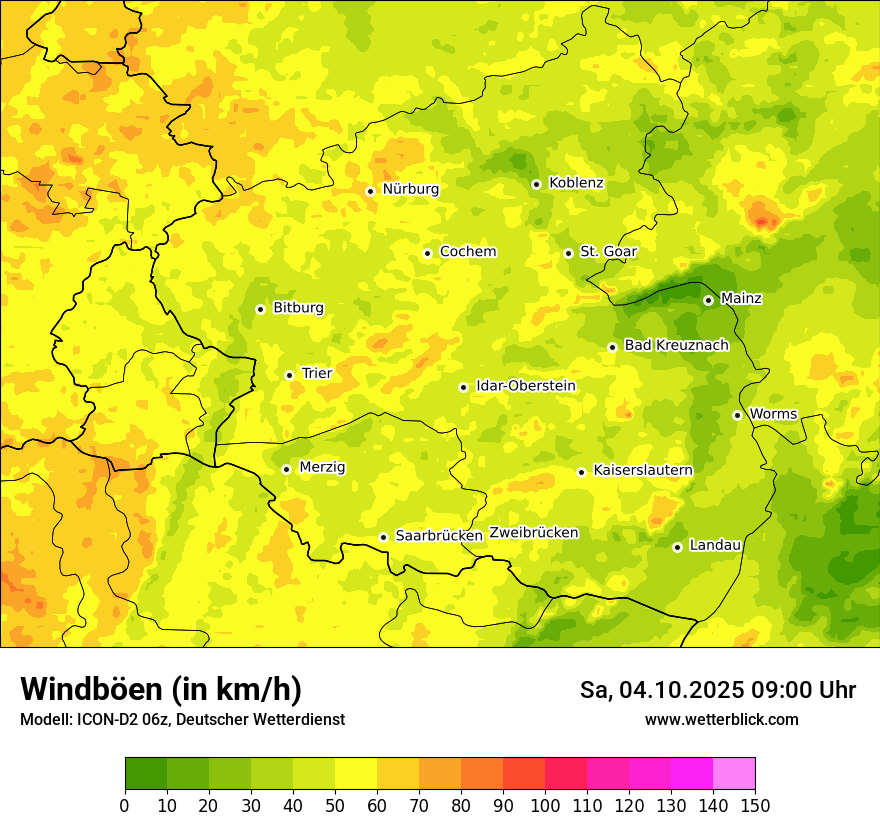 Modellkarten Windgeschwindigkeit