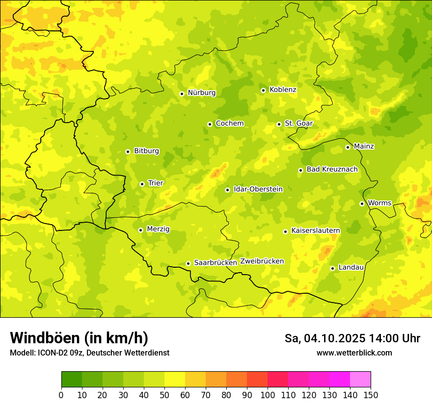 Modellkarten Windgeschwindigkeit