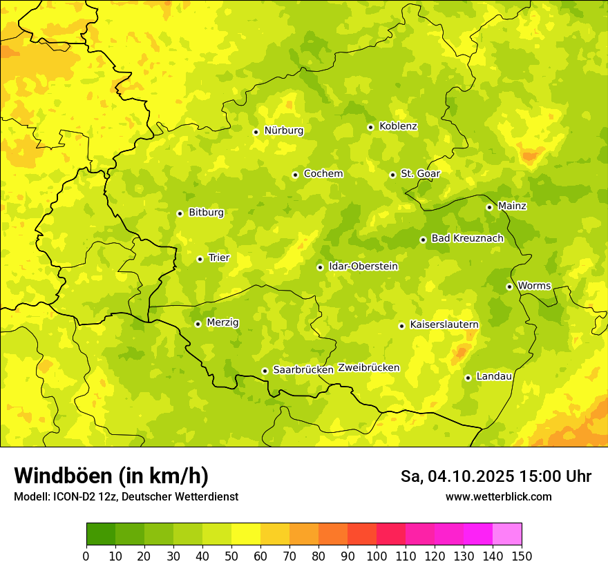 Modellkarten Windgeschwindigkeit