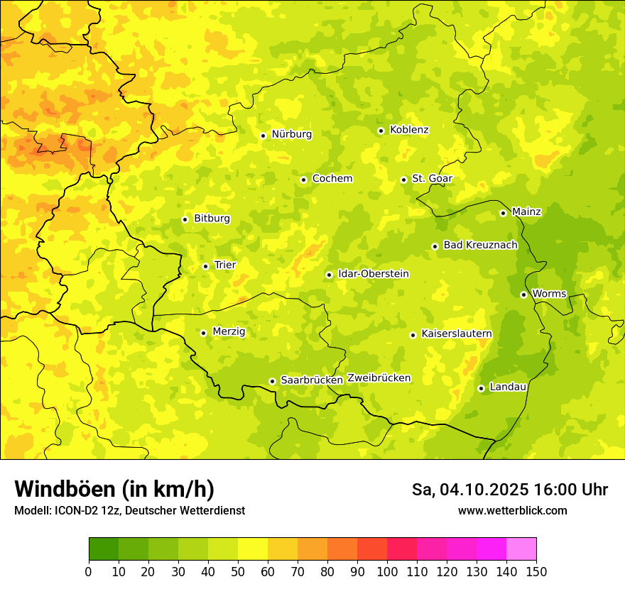 Modellkarten Windgeschwindigkeit
