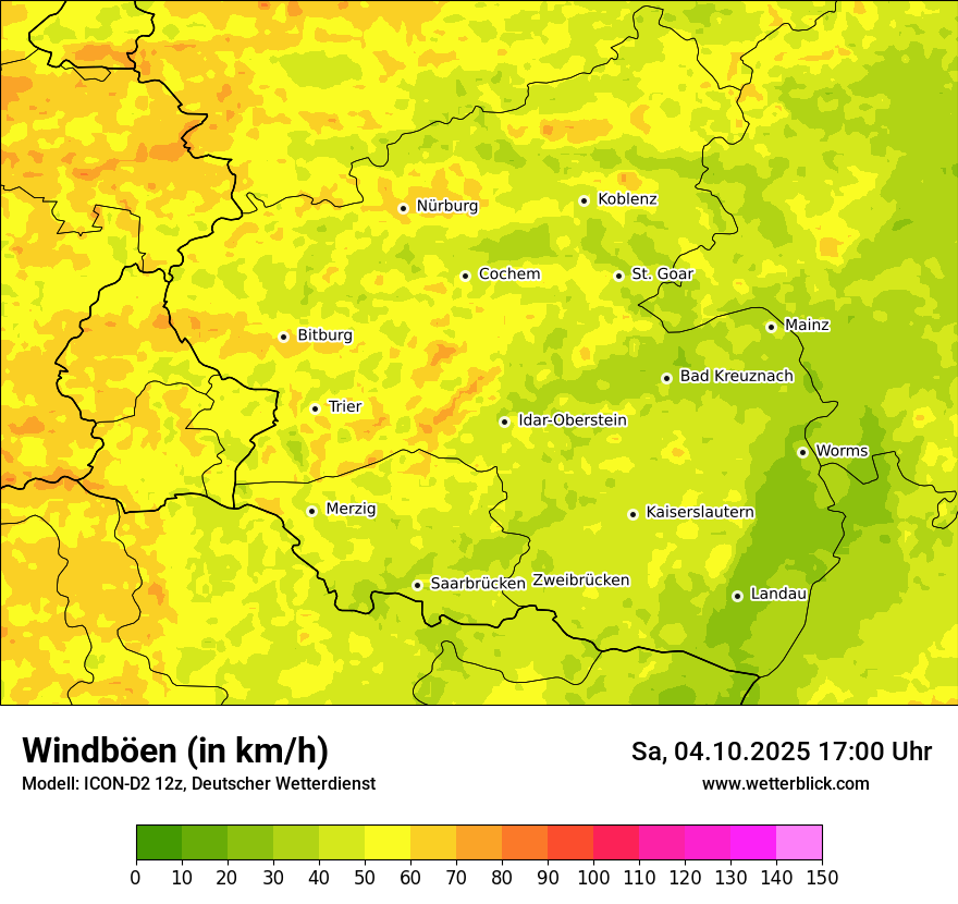 Modellkarten Windgeschwindigkeit
