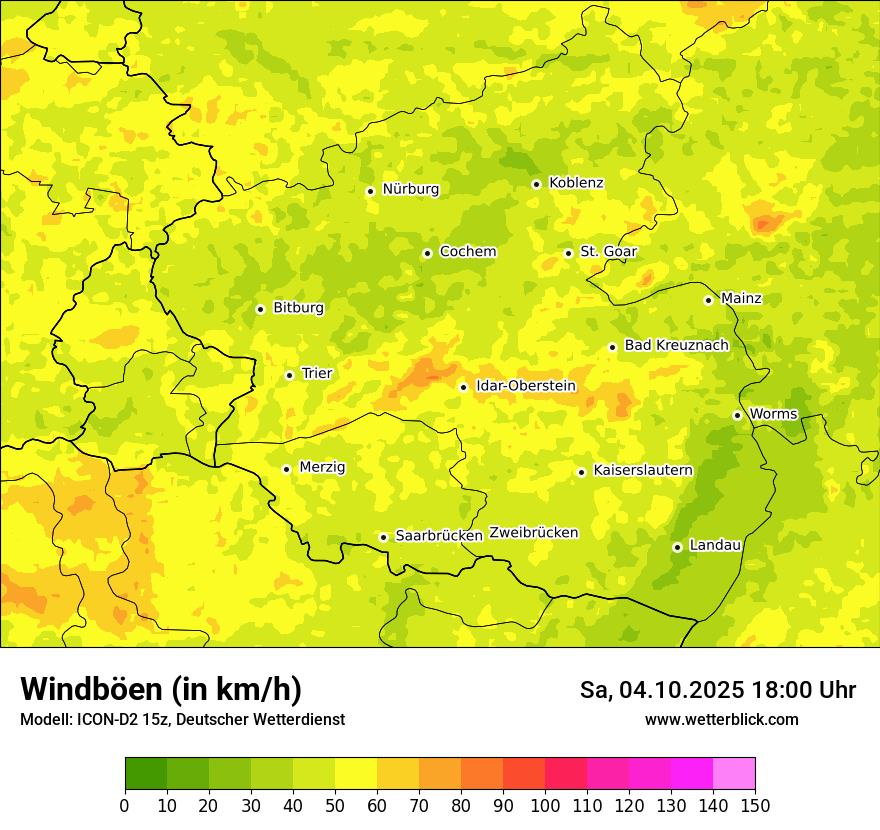 Modellkarten Windgeschwindigkeit