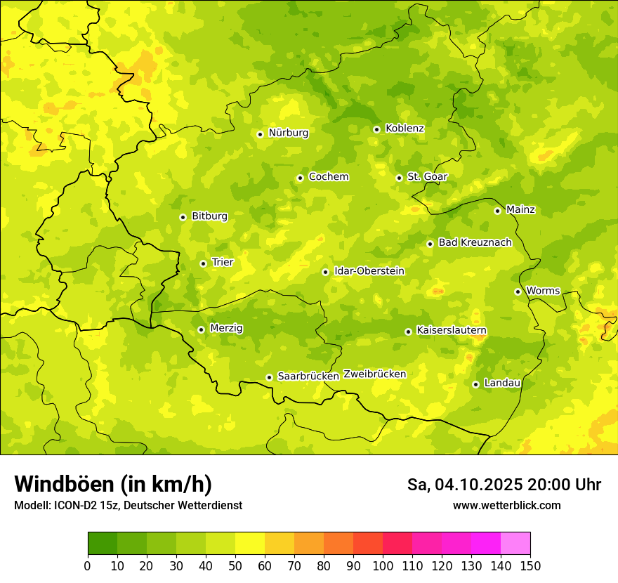 Modellkarten Windgeschwindigkeit