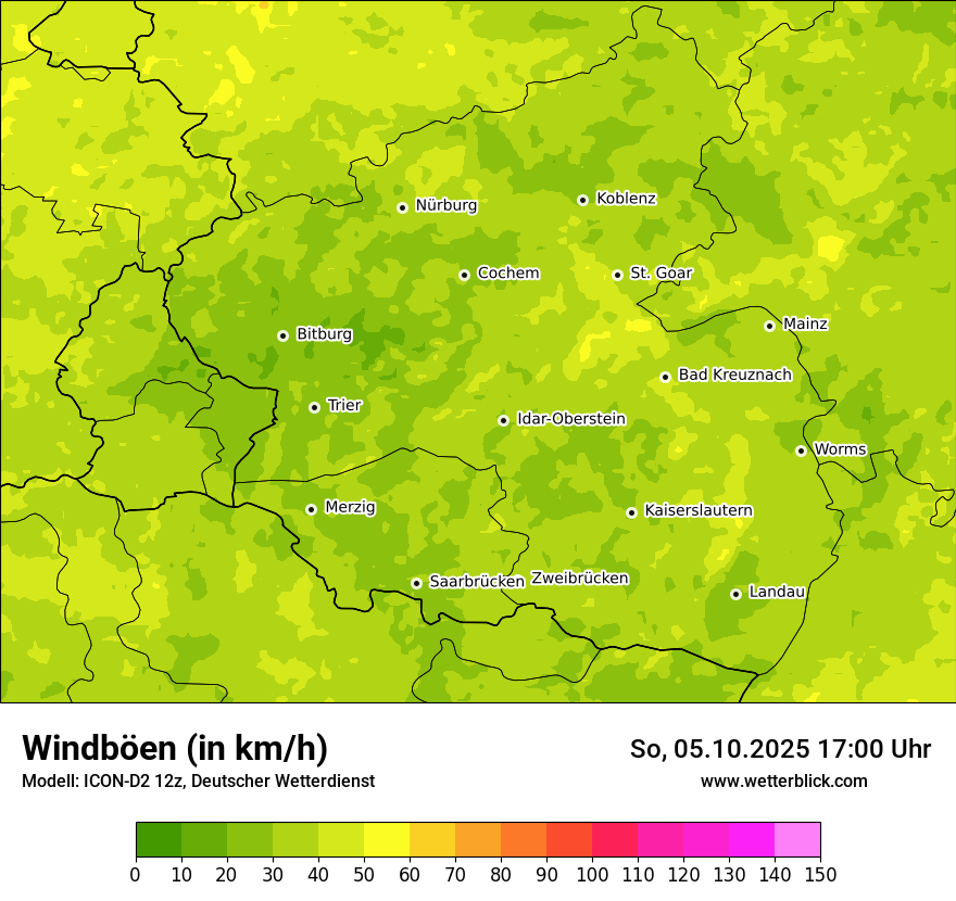 Modellkarten Windgeschwindigkeit