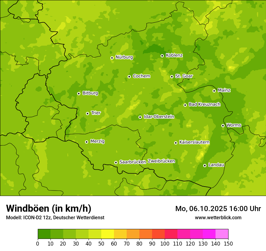 Modellkarten Windgeschwindigkeit