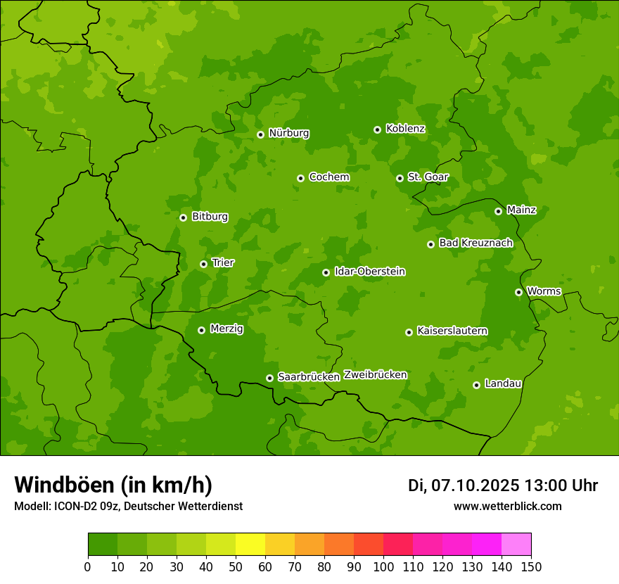 Modellkarten Windgeschwindigkeit
