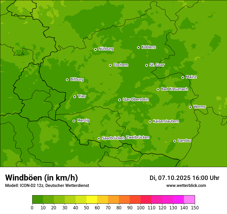 Modellkarten Windgeschwindigkeit