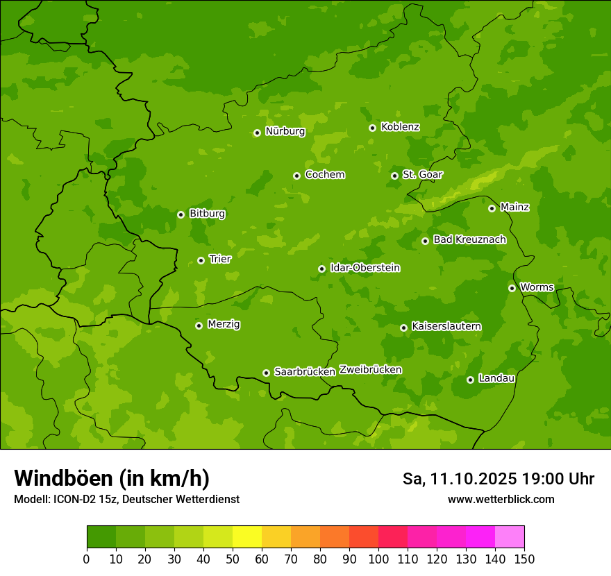Modellkarten Windgeschwindigkeit