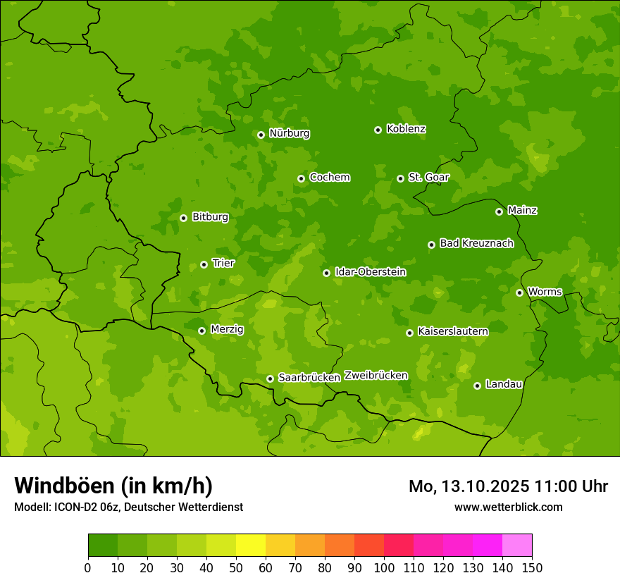 Modellkarten Windgeschwindigkeit