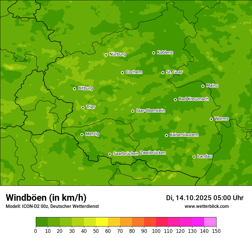 Modellkarten Windgeschwindigkeit