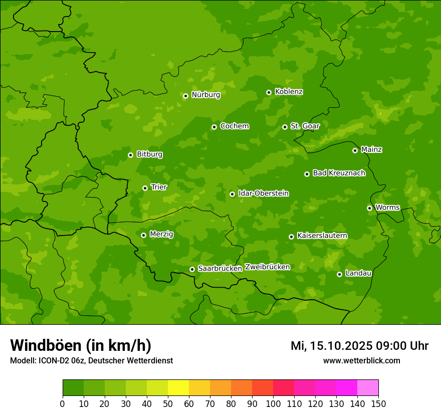Modellkarten Windgeschwindigkeit