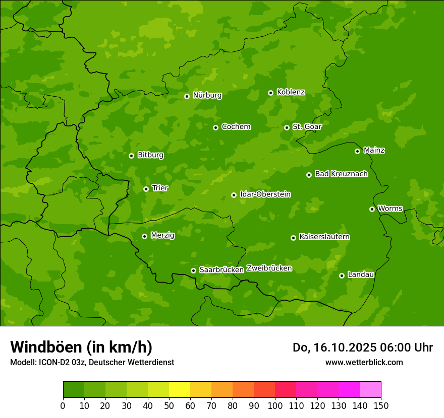 Modellkarten Windgeschwindigkeit