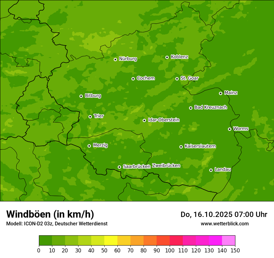 Modellkarten Windgeschwindigkeit