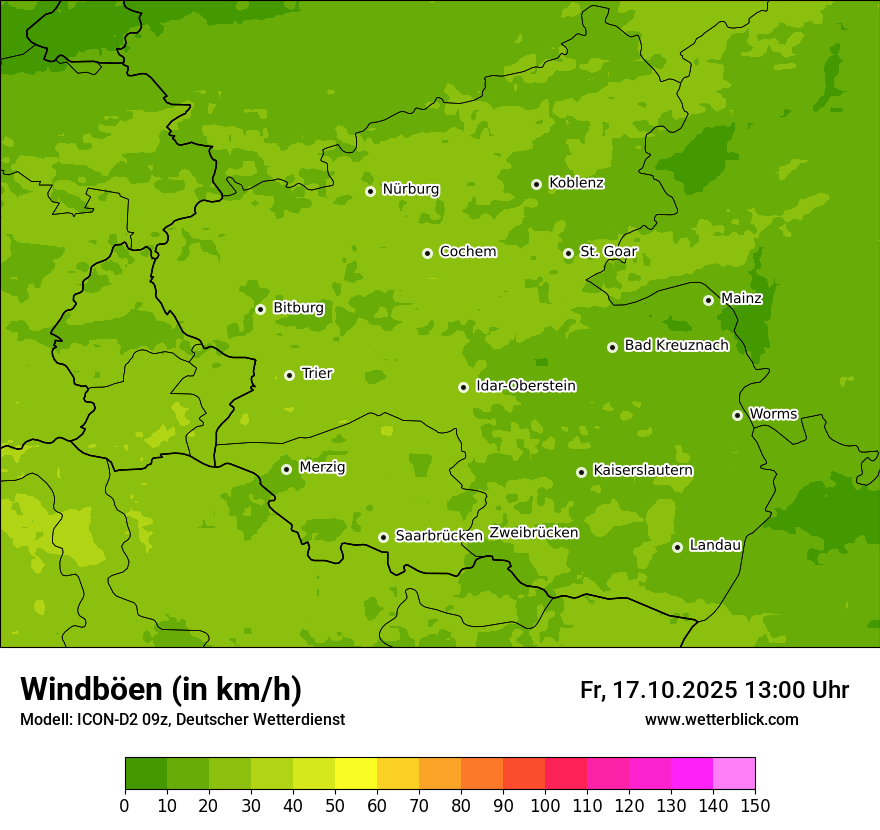 Modellkarten Windgeschwindigkeit