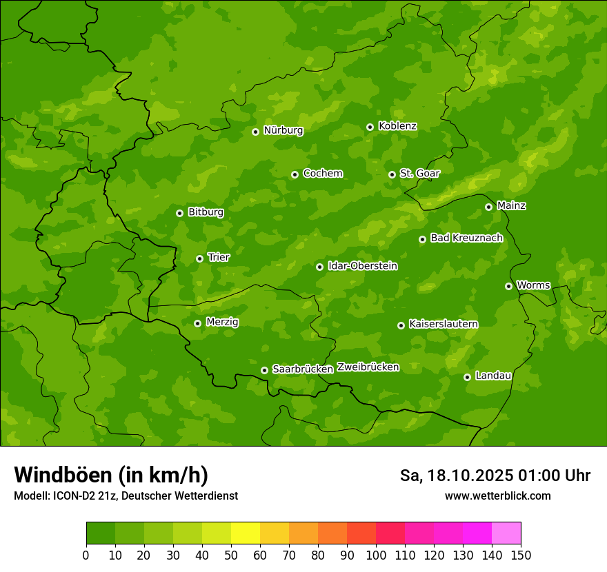 Modellkarten Windgeschwindigkeit