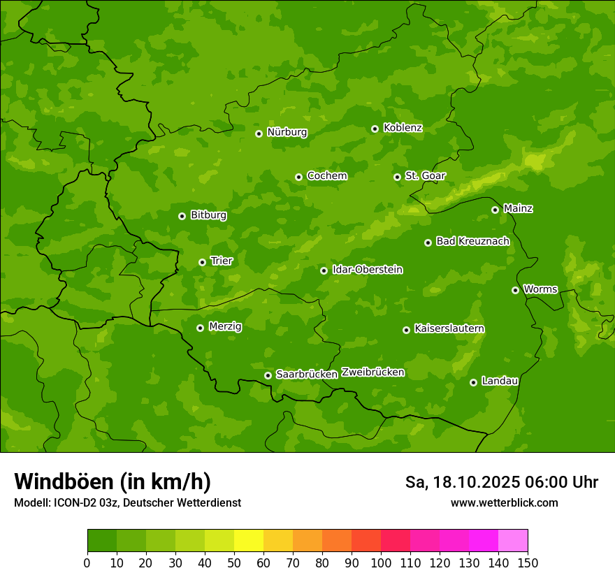 Modellkarten Windgeschwindigkeit
