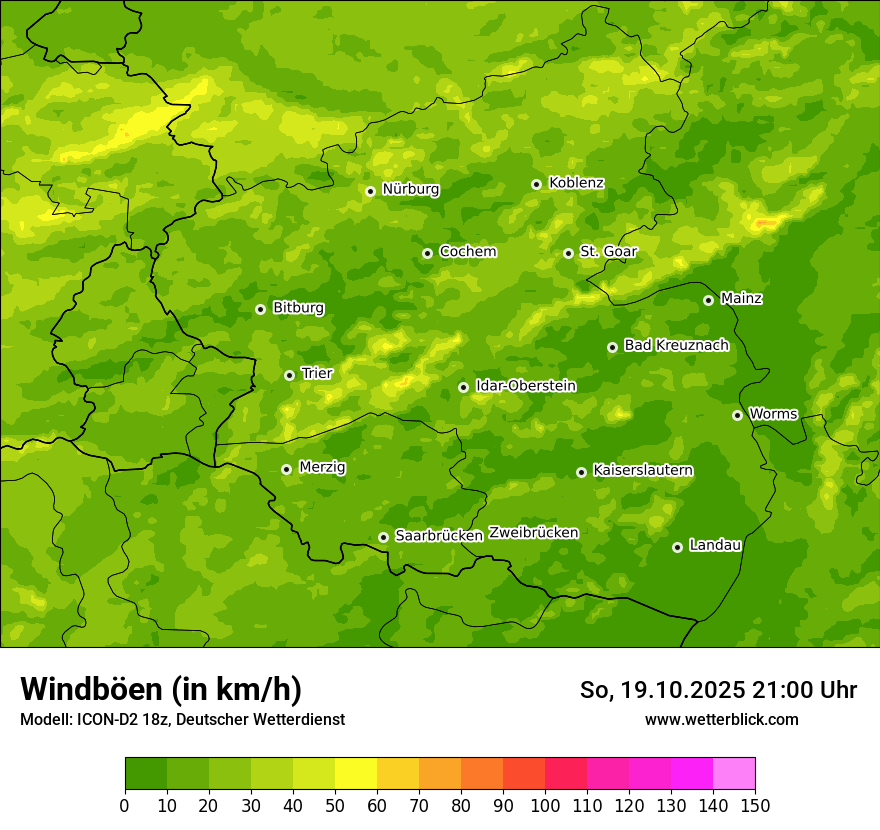 Modellkarten Windgeschwindigkeit