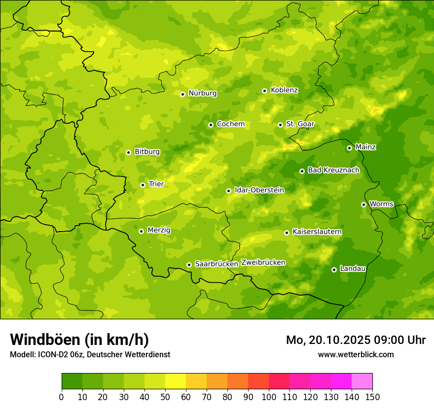 Modellkarten Windgeschwindigkeit