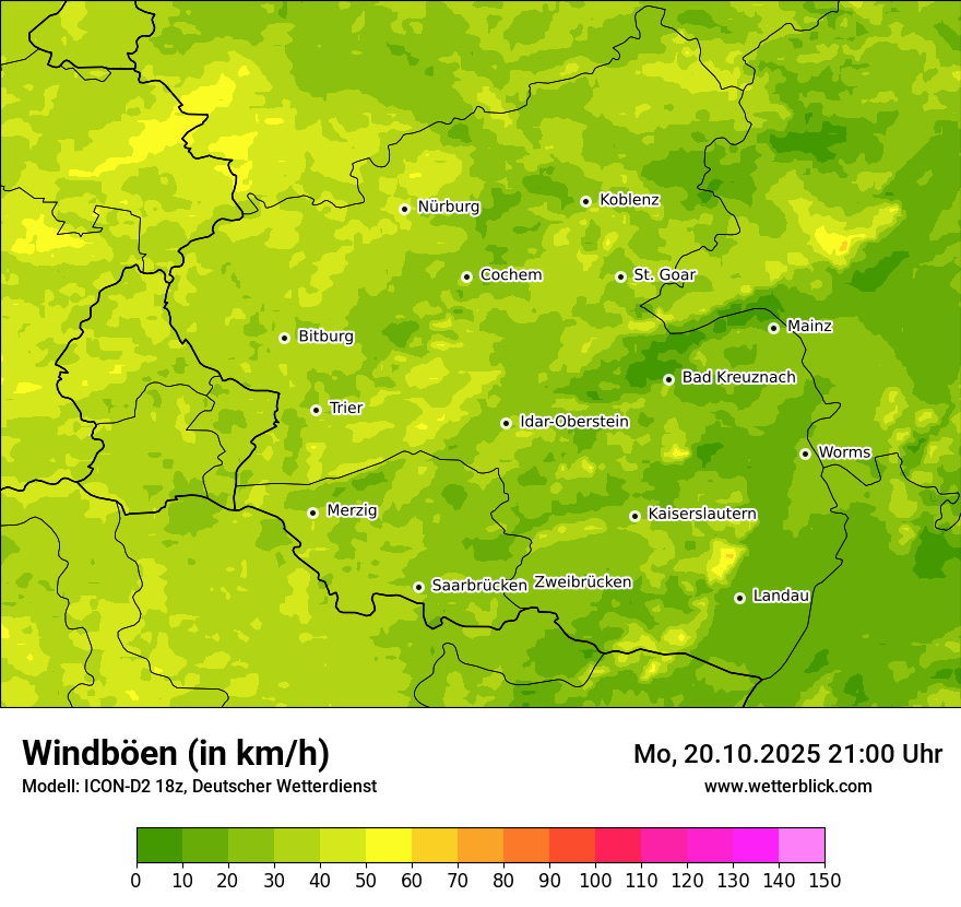 Modellkarten Windgeschwindigkeit