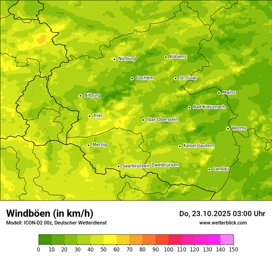 Modellkarten Windgeschwindigkeit