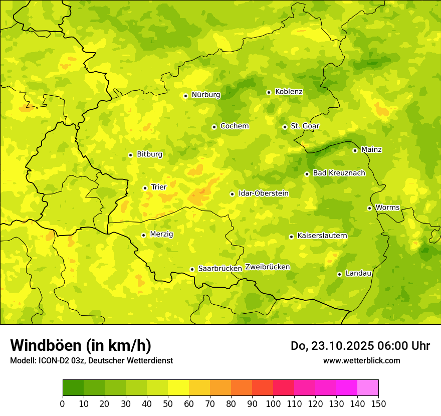 Modellkarten Windgeschwindigkeit