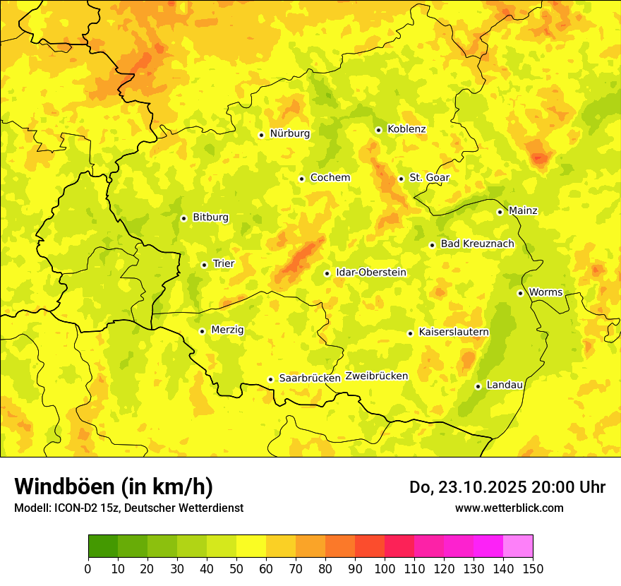 Modellkarten Windgeschwindigkeit