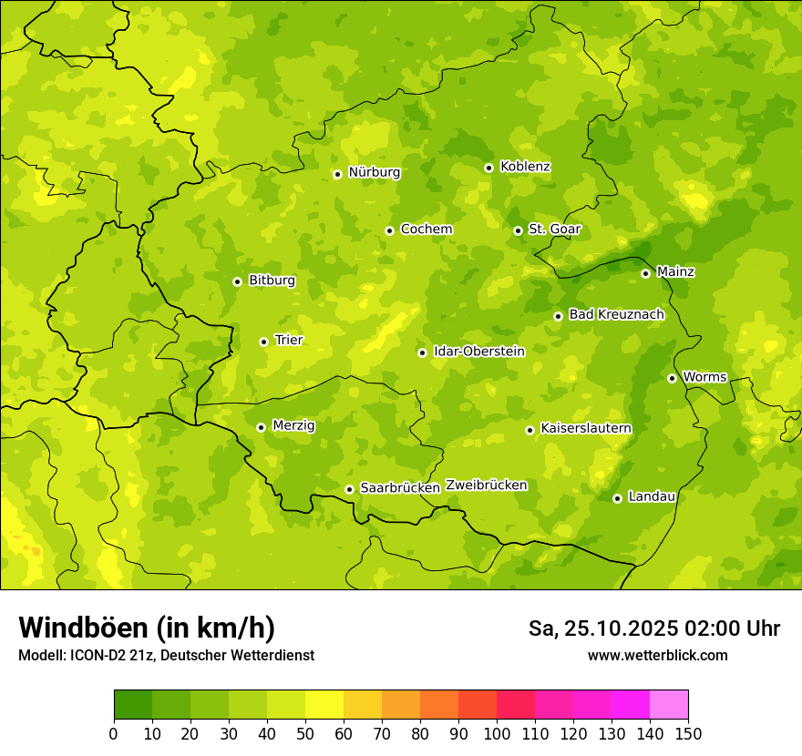 Modellkarten Windgeschwindigkeit