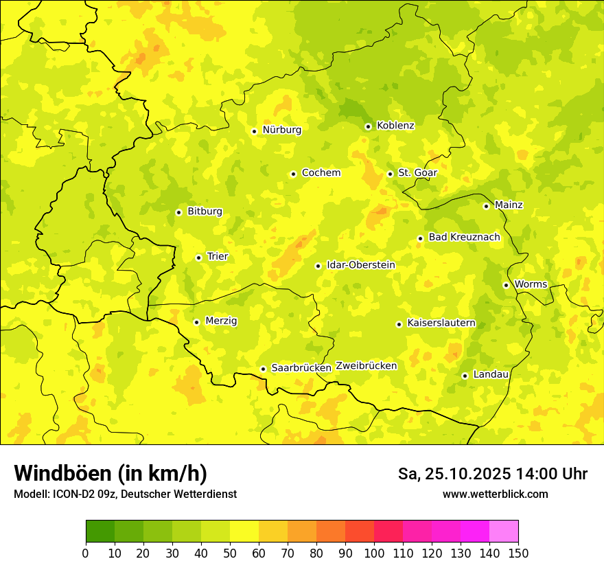Modellkarten Windgeschwindigkeit