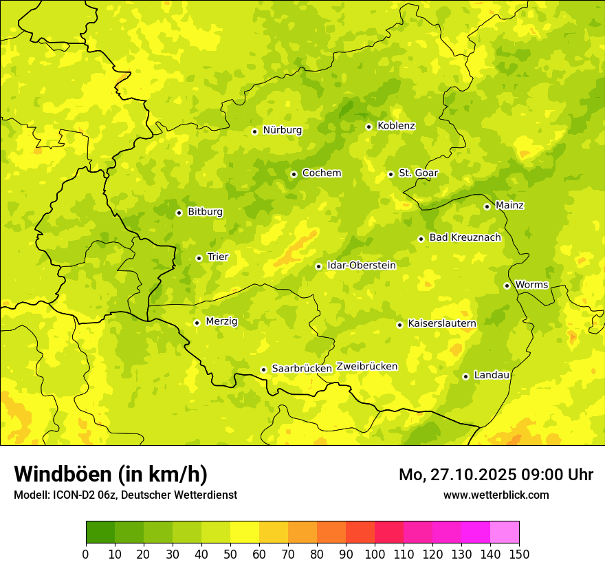 Modellkarten Windgeschwindigkeit