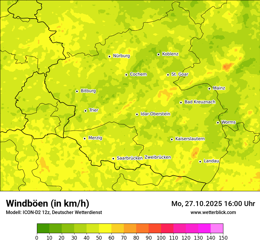 Modellkarten Windgeschwindigkeit