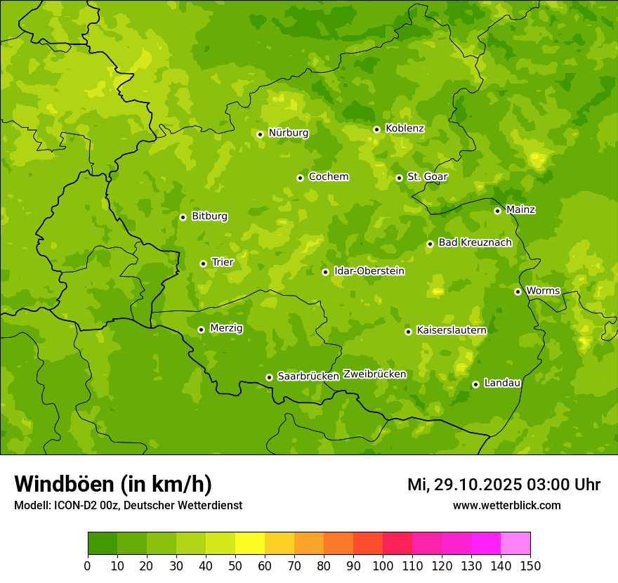 Modellkarten Windgeschwindigkeit