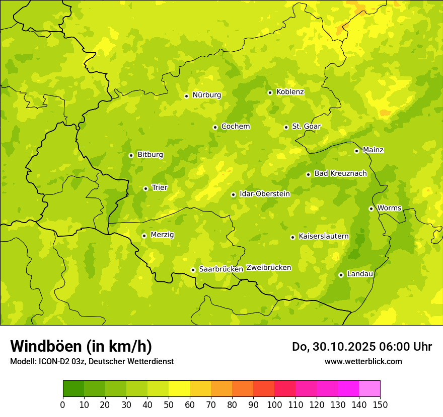 Modellkarten Windgeschwindigkeit