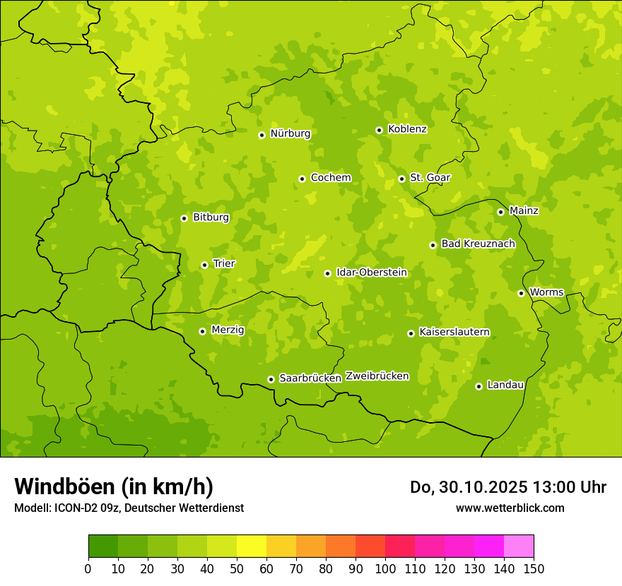 Modellkarten Windgeschwindigkeit