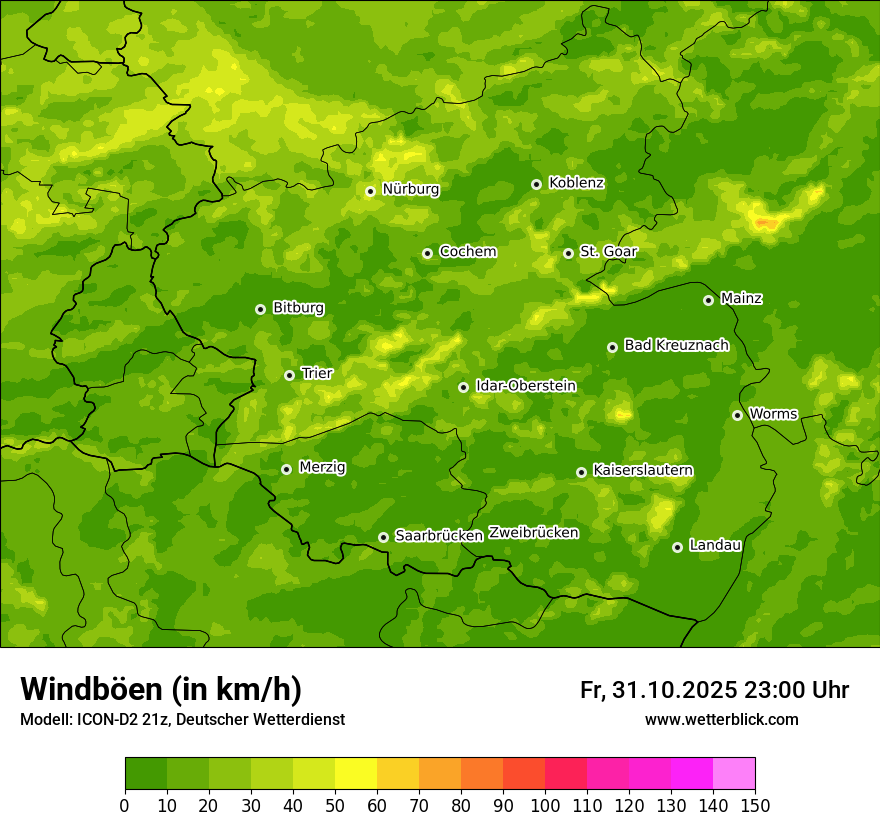Modellkarten Windgeschwindigkeit